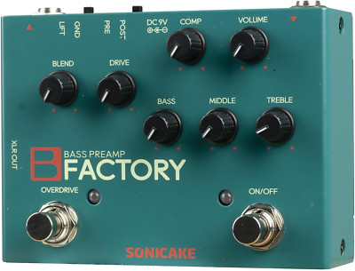 Bass Pedal with Overdrive Analog Preamp Compression Effects Pedal and 3-Band EQ