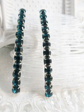 6 mm Teal Blue Zircon Austrian Crystal Rhinestones Side Hair Comb Pair
