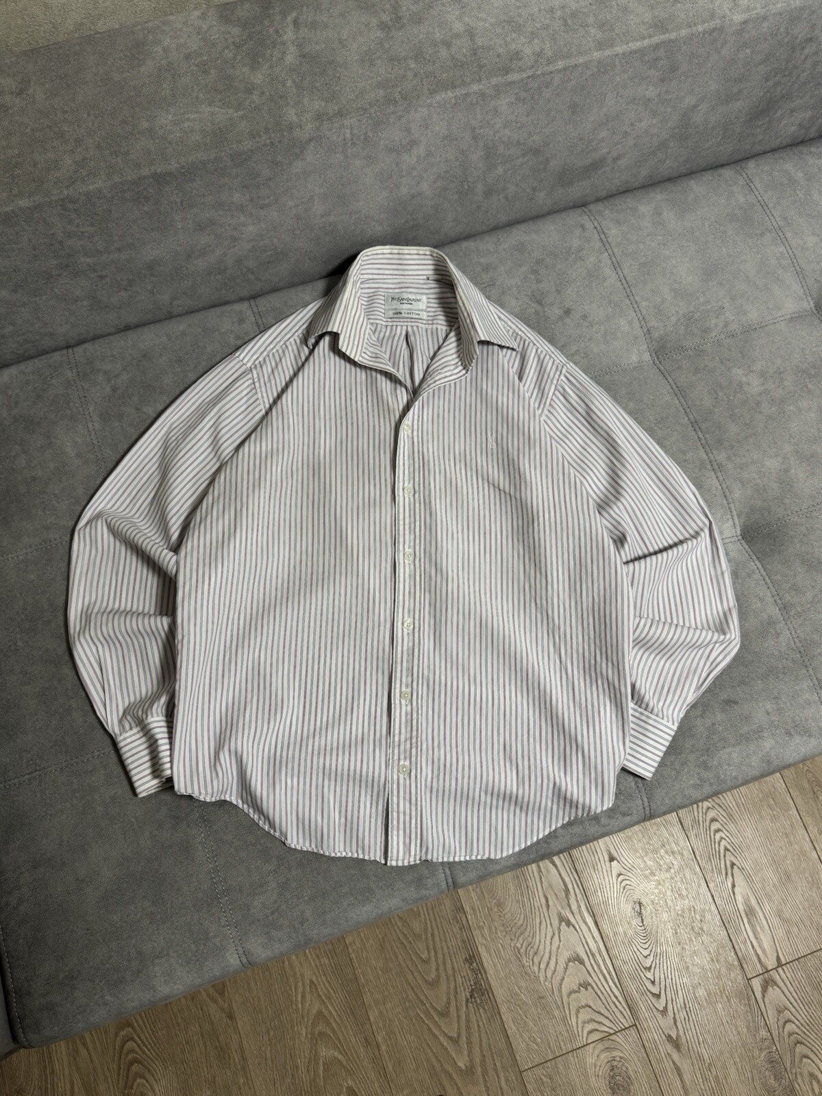 Camicia classica vintage Yves Saint Laurent Pour Homme YSL a righe taglia M
