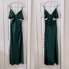 Reformation Poppies Silk Cutout Maxi Dress Forest Green NEW with tags