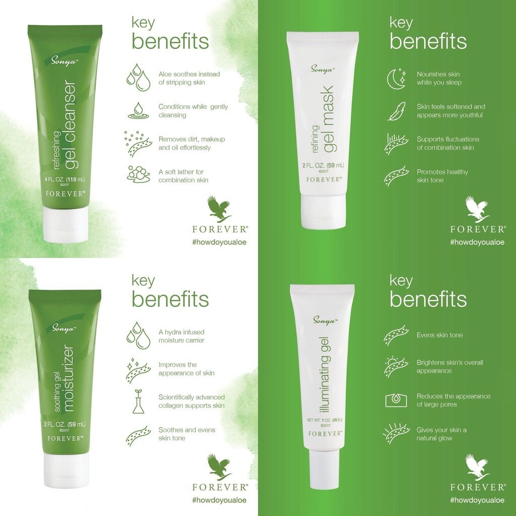 FOREVER LIVING SONYA DAILY SKIN CARE SYSTEM (4 ITEMS INCLUDES FREE