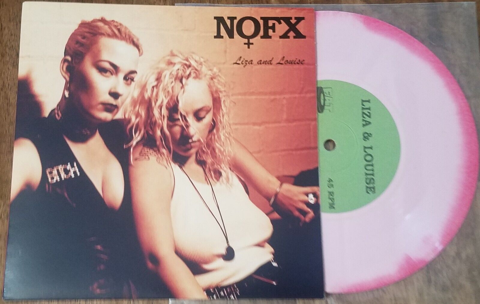 NOFX Liza & Louise PINK / RED SWIRL 7” Vinyl Record Blink 182 Green Day  MxPx 