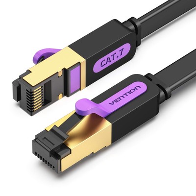 Cat 7 Ethernet Cable RJ45 Flat FTP cat7 Gold Plated High Speed Gigabit 10Gbps...