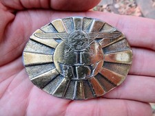 Vtg AIRCRAFT PILOT Belt Buckle 1977 Airplane I FLY Aviation SUN Lewis RARE VG 