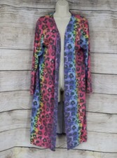 L&b Lucky & Blessed Womens Size Small Leopard Print Kimono Duster Cardigan Pink