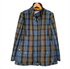 Joules Women's Tweed Field Coat Blue Plaid Size 18