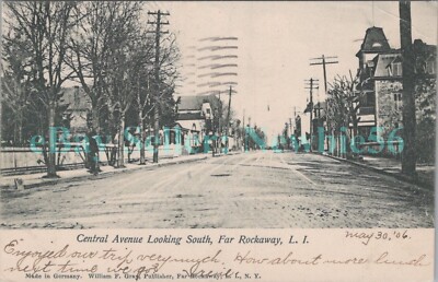 Far Rockaway Queens LI NY - CENTRAL AVENUE LOOKING SOUTH - Postcard