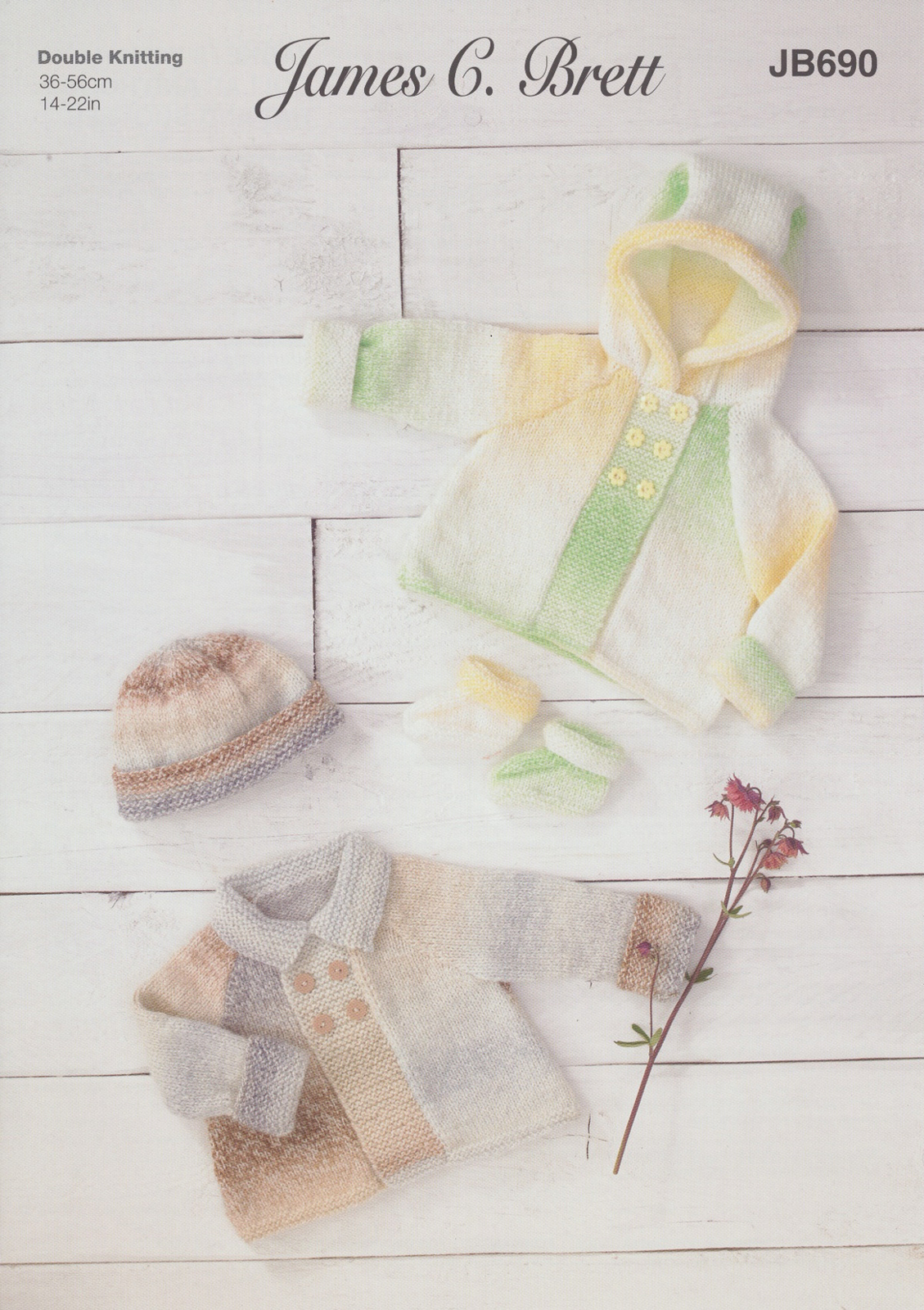 Baby Knitting Pattern for Jacket Hat & Bootees James Brett Double Knit JB690