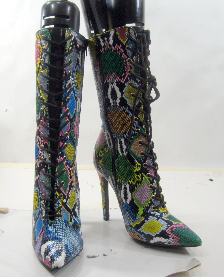 Liliana multicolored 4" High Heel POINTY TOE Sexy mid calf Boots WOMEN Size 7.5 - Image 3 of 4