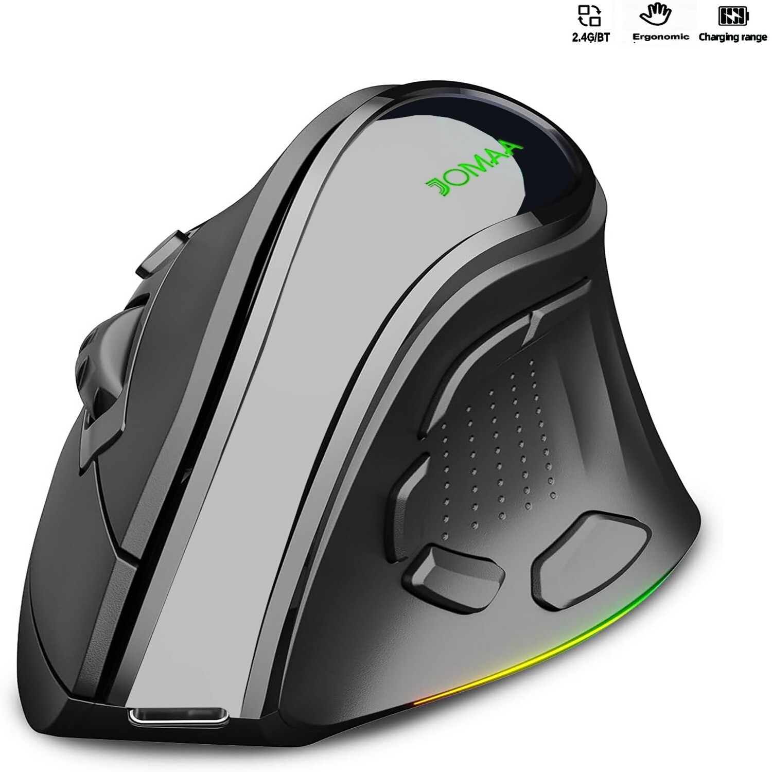 Bluetooth ergonomic vertical mouse with RGB backlight and silent click
