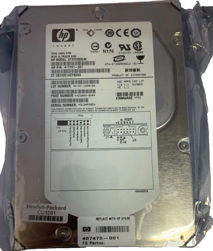 HP 9Z3005-044 73GB 15Krpm Wide Ultra SCSI Hard Drive 417791-001 ST373455LW