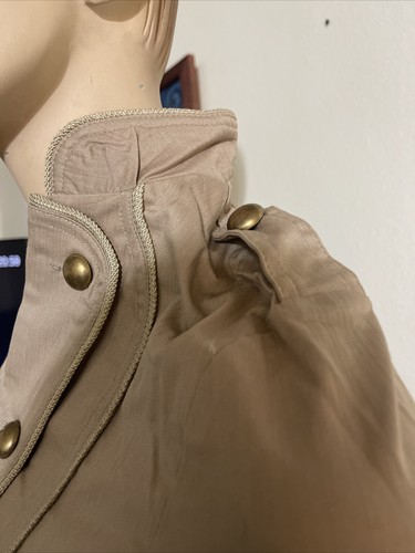 Beige metal button double-breasted military fitted Demi-season Size S jacket Top - Picture 4 of 6