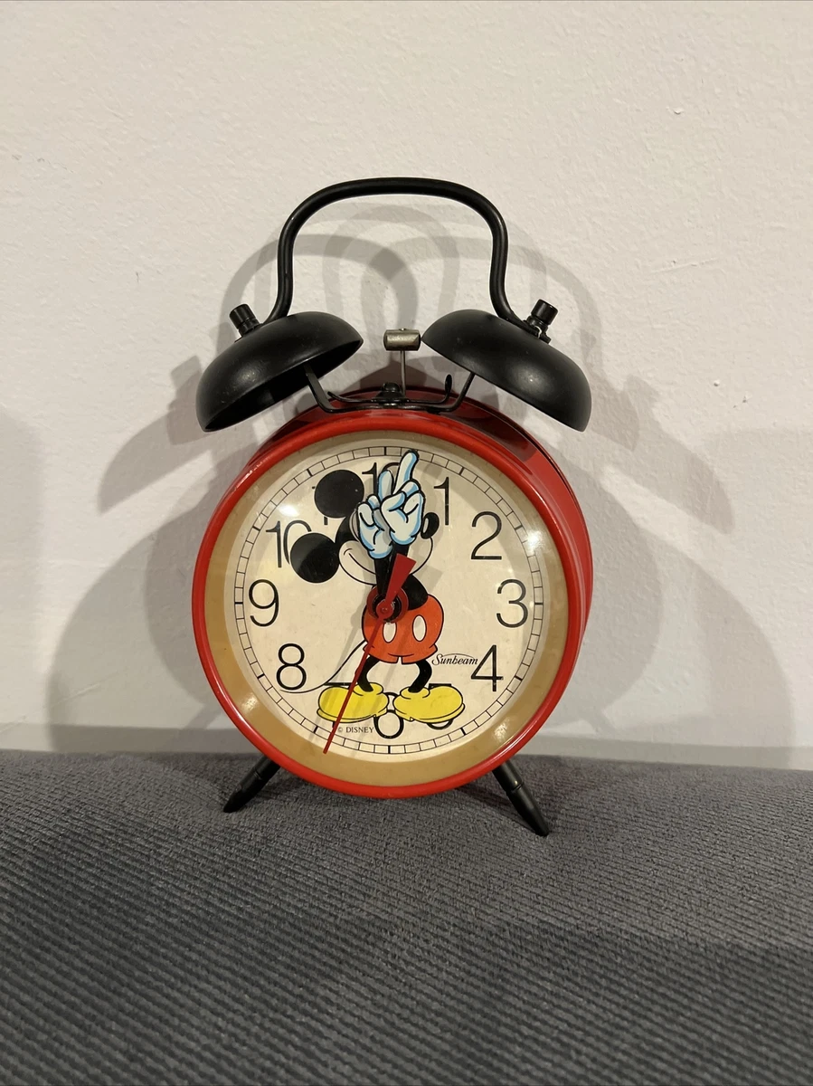 Mickey Mouse Alarm Clock Walt Disney Windup Two Bells Sunbeam eBay