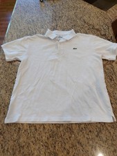 LACOSTE Piqu  Knit Polo Shirt White Short Sleeve Mens Size 6 XL Alligator Cotton