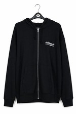 Image of Adidas Originals Oversized Zip Hoodie Mens L Black BNWT Big Logo Back Print
