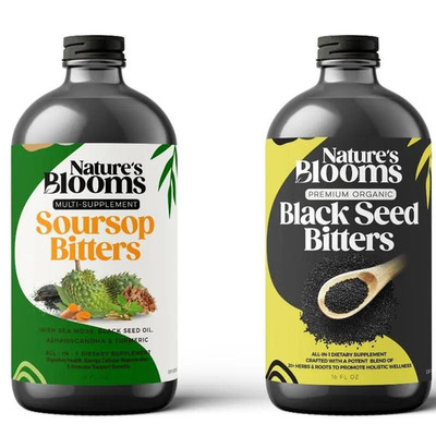 Nature'S Blooms Soursop & Black Seed Bitters Bundle, 16 Oz Each, 2 Bottles