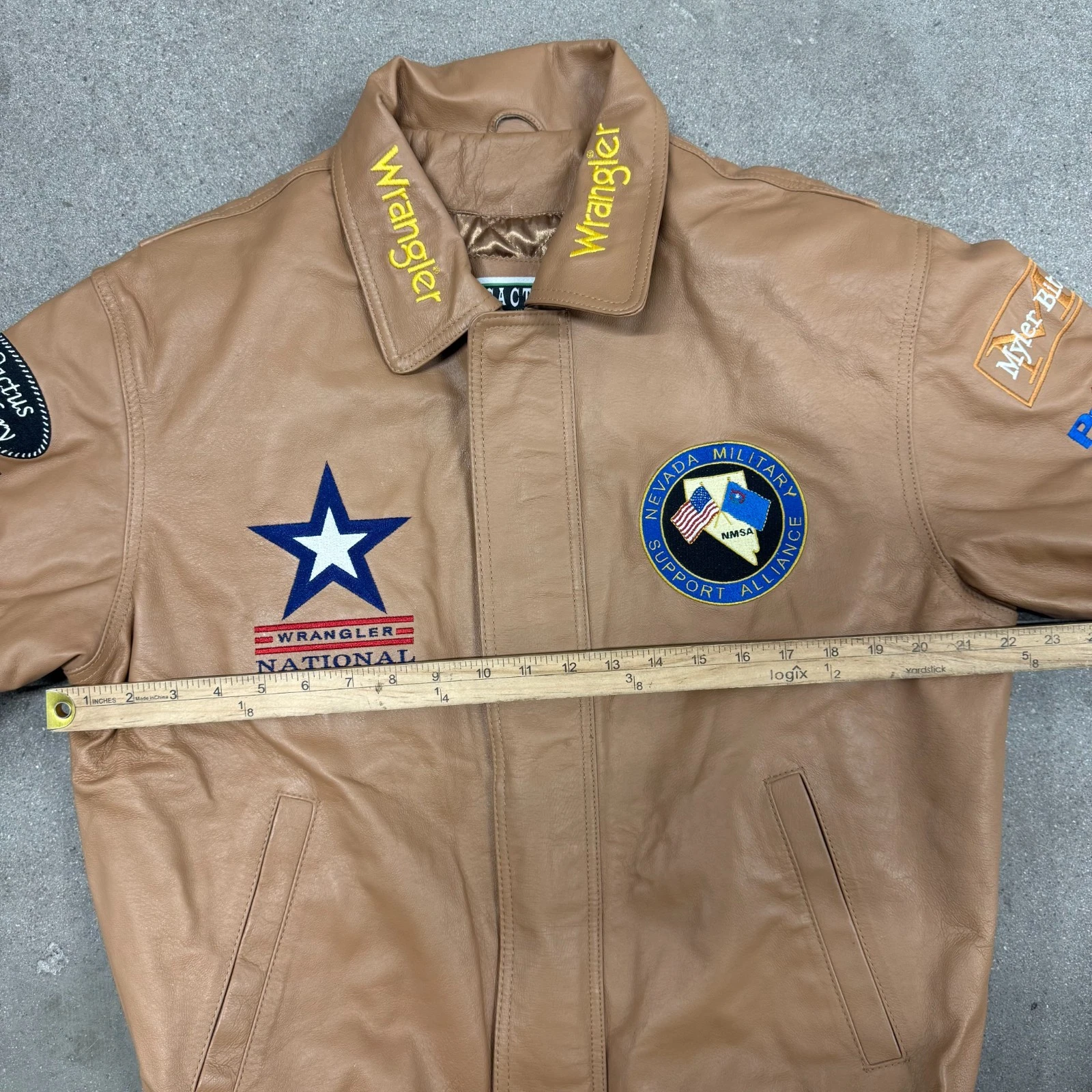 Cactus Bomber Jacket Mens Small Brown 2010 Reno Rodeo Wrangler National Patriot image 3