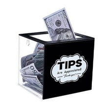 Yamahiko Acrylic Tips Jar for Money, Tip Box for Bartender Bars Money