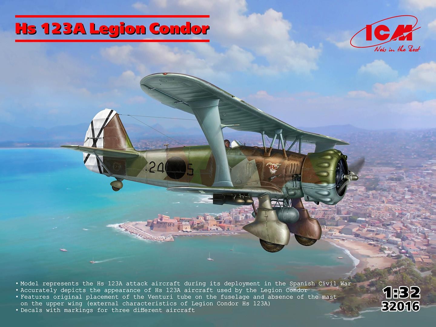 ICM 32016 Hs 123A-1 Legion Condor Attack Aircraft 1:32 Scale Kit