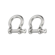 2Pcs 304 Stainless Steel Screw Pin Shackle Bow Shackle 4mm 5/32" 220lb Silver