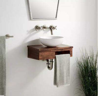New 18'' Nadiya Wall-Mount Vessel Sink Vanity - Chestnut Brown - No Faucet