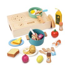 Wooden Play Cooking Set,27pcs Pretend Play Food Toys Set for Ki... USA FAST SHIP