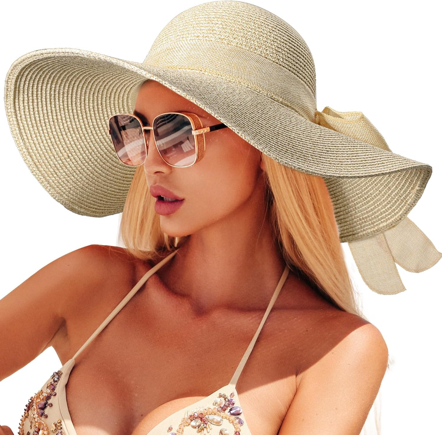 Sombrero playa mujer paja ala ancha plegable proteccion uv50 verano verano mujer