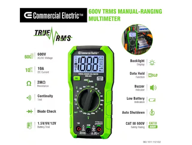 Multímetro digital elétrico comercial 600 volts True RMS alcance manual - Imagem 3 de 4