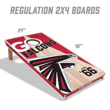 Falcons Cornhole Boards Officially Licensed 2x4 Size Foldable Legs UV Print
