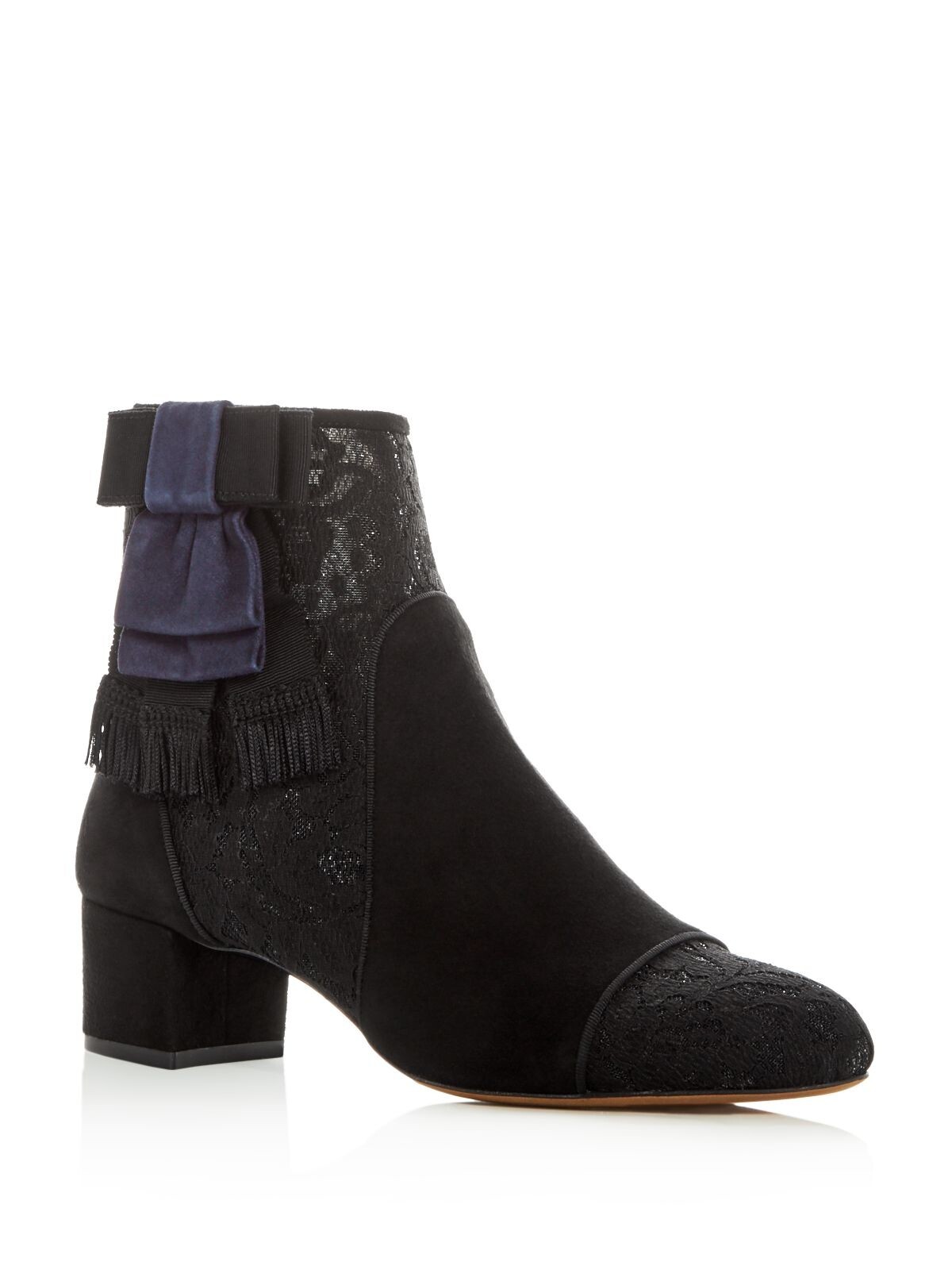 TABITHA SIMMONS Womens Black Anastasia Round Toe Block Heel Leather Booties 37 B