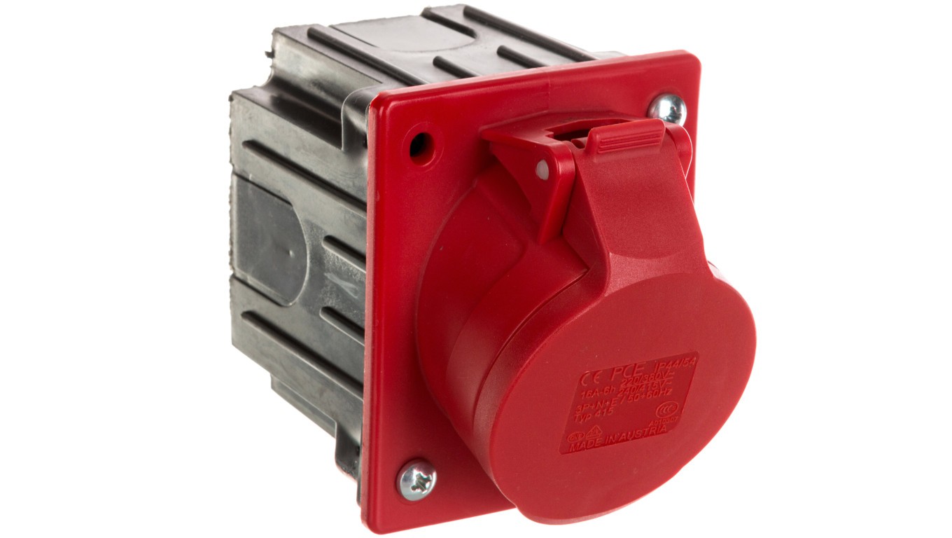 Slanted panel socket 16A 5P 400V panel sockets 415-6p