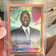 Topps 2021 Finest Autographs James Worthy Orange Refractor /25 #FA-JW