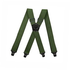 Airport Friendly Suspenders,NO buzz Plastic 4 Clips 1.5 inch Medium Armygreen