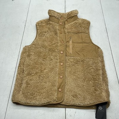 Rapbin Vest Womens Small Brown Sherpa Fleece Zip Snap Pockets Outerwear