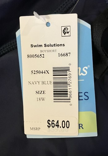 Swim Solutions Women’s Plus Size Swim Shorts (Boyshorts), Navy, 18W, MSRP $64 - Picture 4 of 5