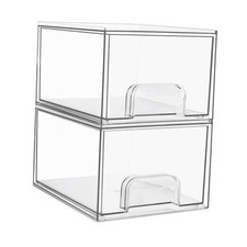 2 Pack Clear Stackable Storage Drawers, 4.4'' Tall Acrylic 2pack-Clear