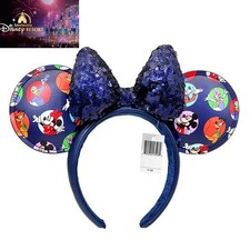 Disney.Parks Ears Mickey and Friends Sequined Bow Navy Blue 2026 Headband