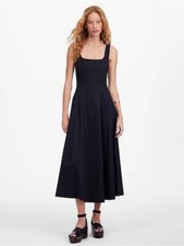NWT Madewell Seamed Squareneck Midi Dress Size 0 in Jet Black