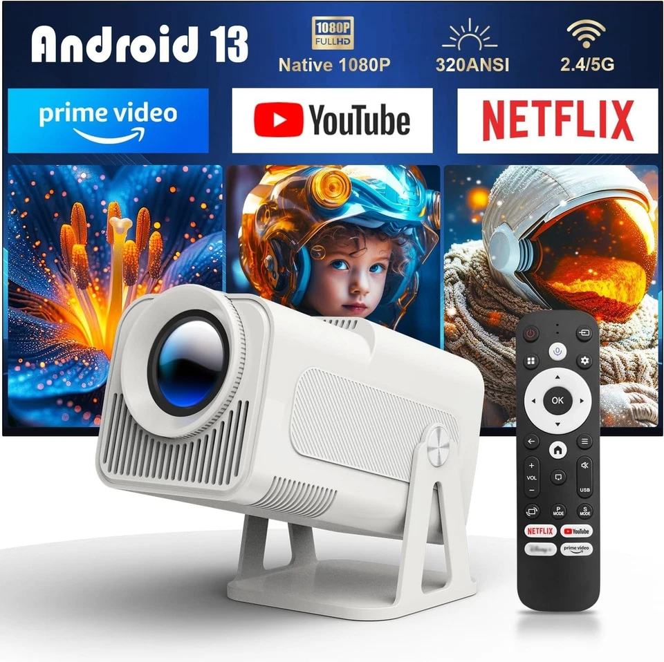 Smart Mini Projector with Bluetooth & Wi-Fi: Built-in Android 13 & Auto Keystone - Image 4 of 4