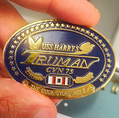 USS Harry S. Truman CVN-75 Navy Challenge Coin Reenlisted Onboard HST