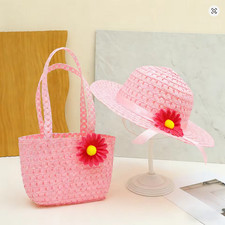 TODDLER GIRLS EASTER HAT EASTER BONNET DRESSUP TEAPARTY HAT PURSE SET PINK NEW