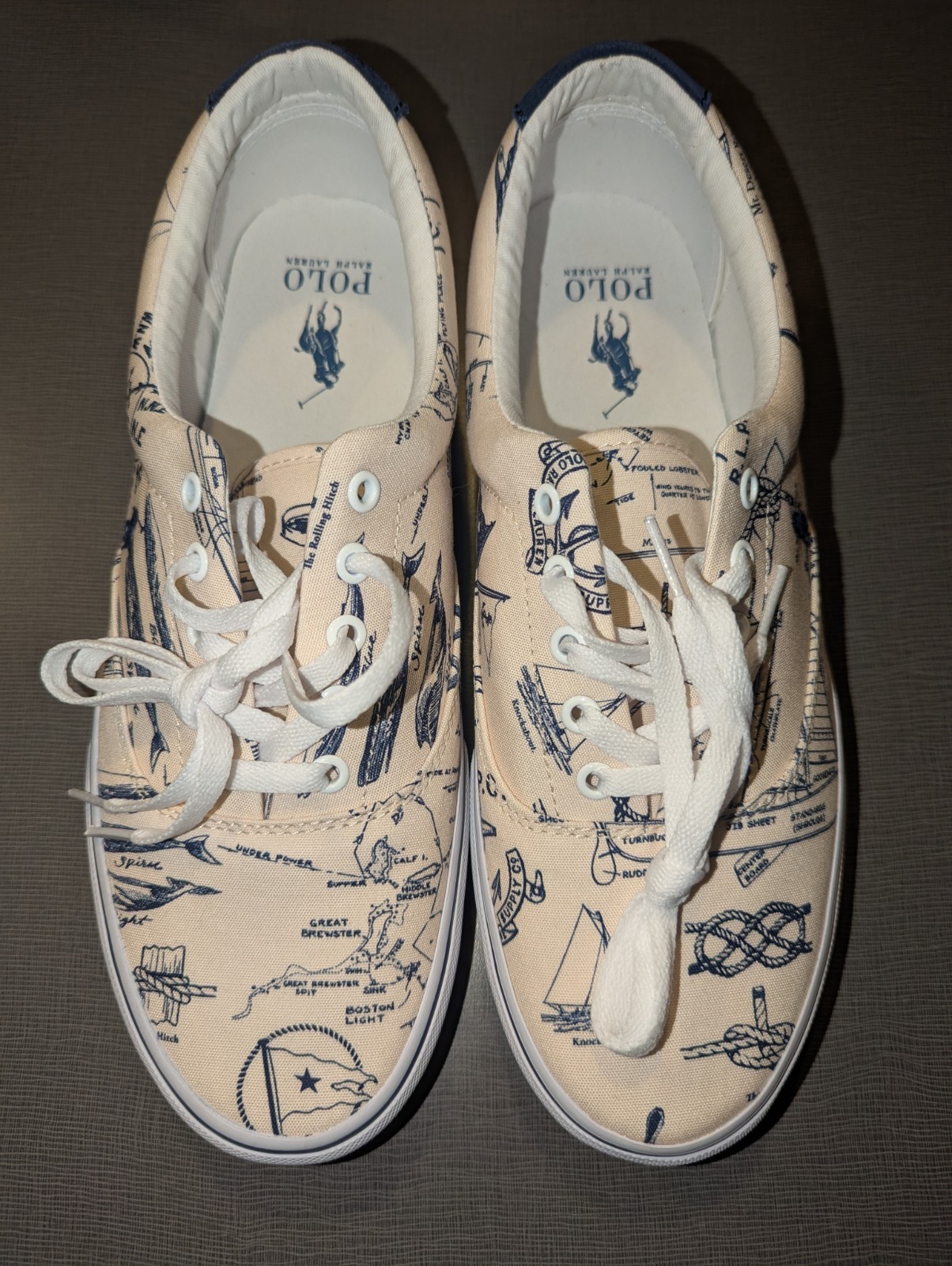 Polo nuova senza scatola Ralph Lauren uomo Keaton Pony sneaker spiaggia oceano grafica taglia 11