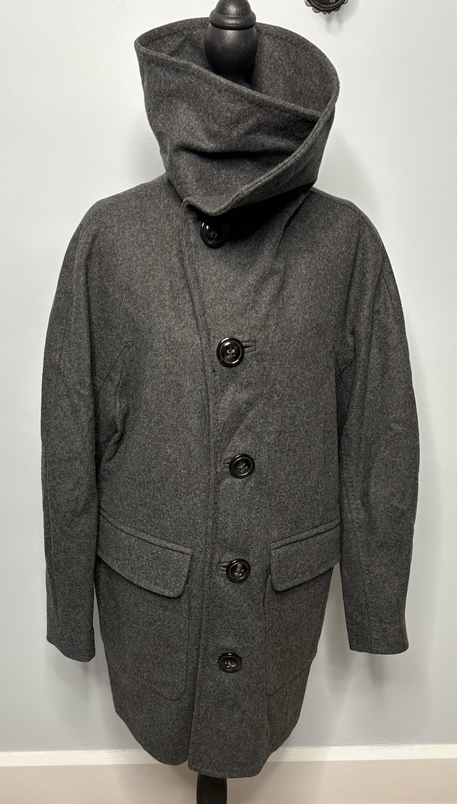 DSQUARED2 Collared Button Overcoat Pockets Gray L… - image 6