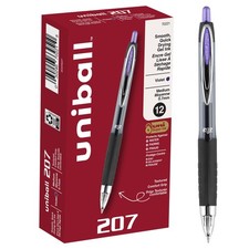 uniball 207 Retractable Gel Pens, Medium Point 0.7mm , Violet, 12 Pack