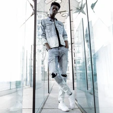 Konus Men's Acid Washed Jean in Blue