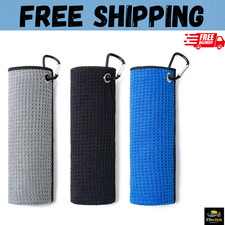 3 Pack Golf Towels 16" X 16" with Carabiner Clip,Microfiber Fabric