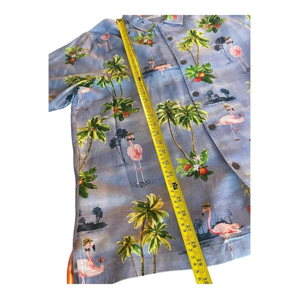 Tommy Bahama Shirt Mens Large Silk Flock Party Flamingo Florida Camp Hawaiian - Image 3 of 4