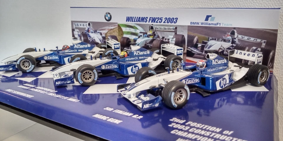 1:43 SET 3 AUTO WILLIAMS BMW FW25 2003 MONTOYA SCHUMACHER GENE 2° COSTRUTTORI - Immagine 3 di 4