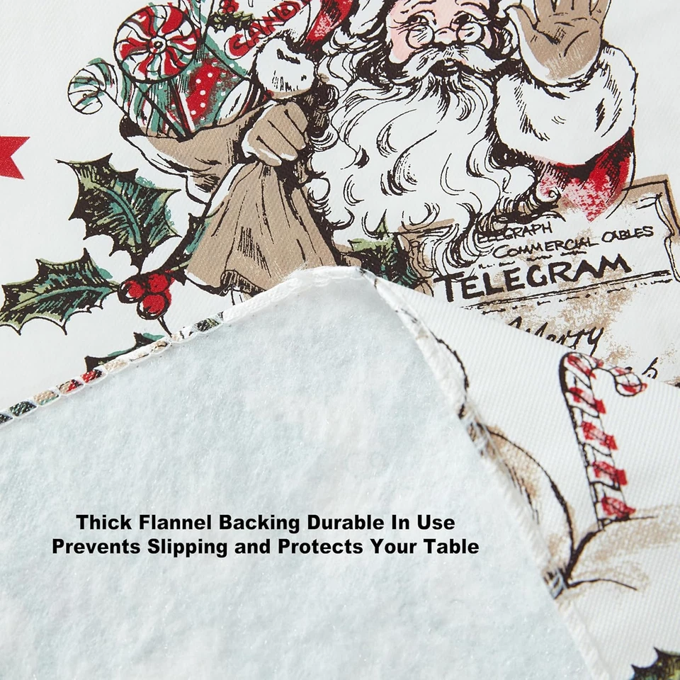 Mantel de vinilo rectangular vintage Nostalgia Navidad 52 X 70 pulgadas con franela Foto 2 de 4