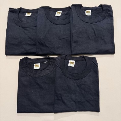 Vintage Russell Athletic Youth L Black Basic T-Shirts Lot of 5 NOS
